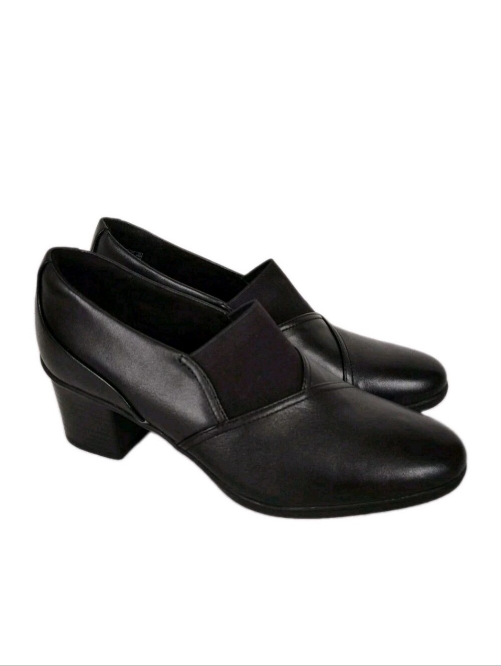 Clarks Women's Shaya Tess Black Leather Pumps Size 10 Slip on Dress Shoes